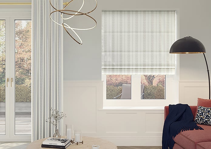 Laurel Stripe, Taupe - Motorised Roman Blind - Image 3